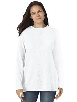 Women's Plus Size Thermal Waffle Sweatshirt