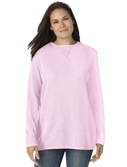 Women's Plus Size Thermal Waffle Sweatshirt