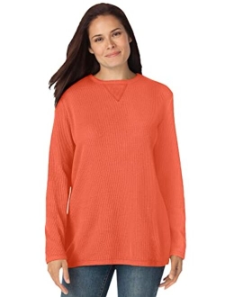 Women's Plus Size Thermal Waffle Sweatshirt