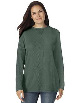 Women's Plus Size Thermal Waffle Sweatshirt