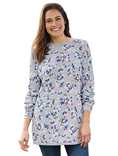 Woman Within Women's Plus Size Thermal Waffle Sweatshirt