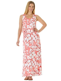 Women's Plus Size Layered Popover Maxi Dress