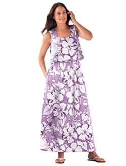 Women's Plus Size Layered Popover Maxi Dress