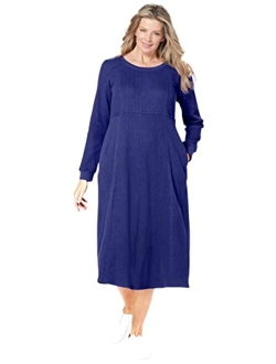 Women's Plus Size Thermal Waffle Knit A-Line Dress