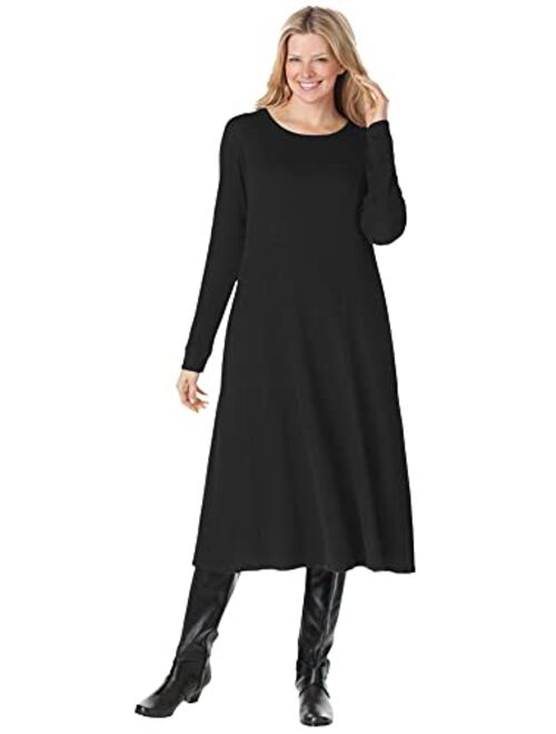 Woman Within Women's Plus Size Thermal Waffle Knit A-Line Dress