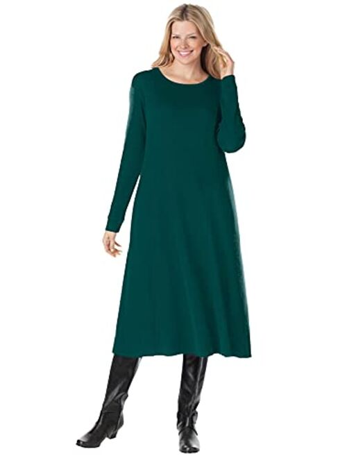 Woman Within Women's Plus Size Thermal Waffle Knit A-Line Dress