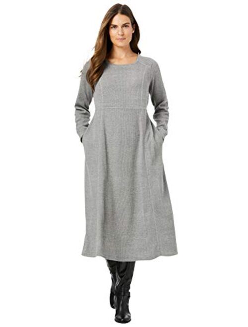 Woman Within Women's Plus Size Thermal Waffle Knit A-Line Dress