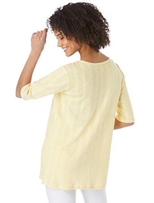 Woman Within Women's Plus Size Pointelle Scoopneck Tee Shirt