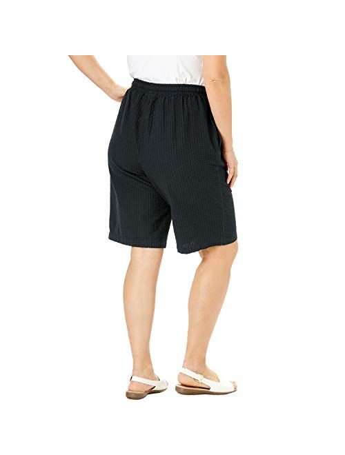 Woman Within Women's Plus Size Seersucker Short