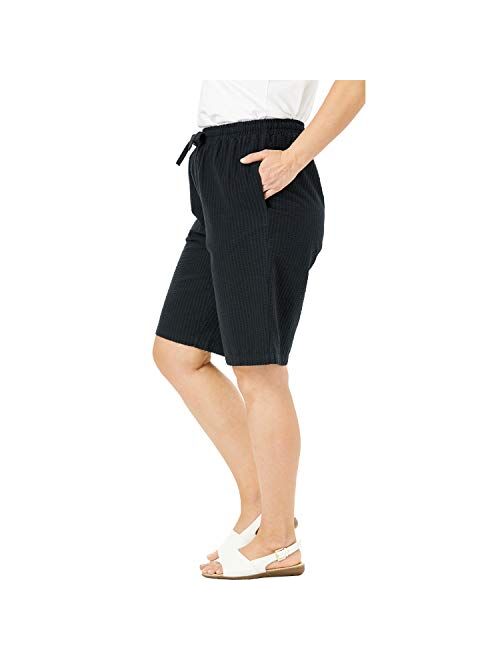 Woman Within Women's Plus Size Seersucker Short