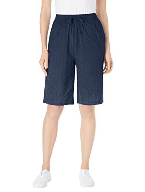 Woman Within Women's Plus Size Seersucker Short