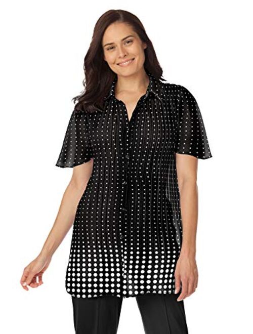 Woman Within Women's Plus Size Blouse in Crinkle Georgette Shirt