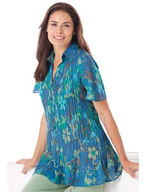 Woman Within Women's Plus Size Blouse in Crinkle Georgette Shirt