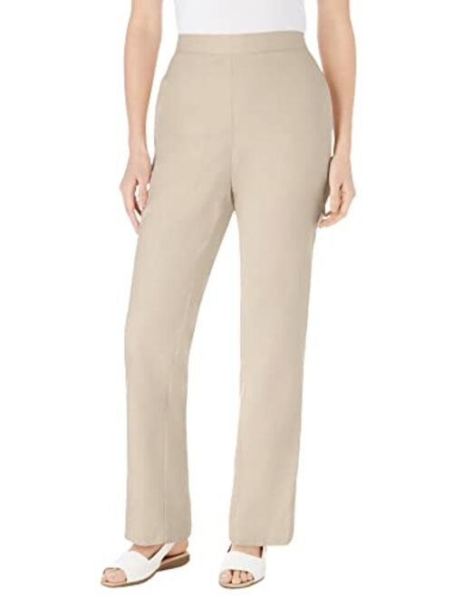 Woman Within Women's Plus Size Straight Leg Linen Pant