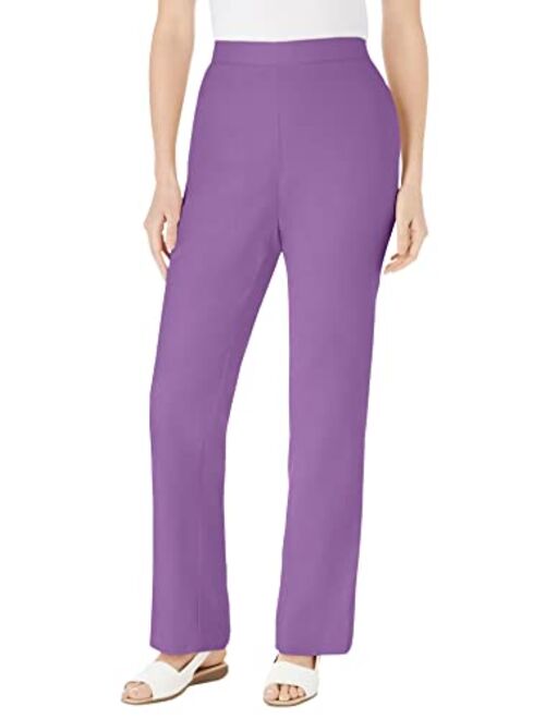 Woman Within Women's Plus Size Straight Leg Linen Pant