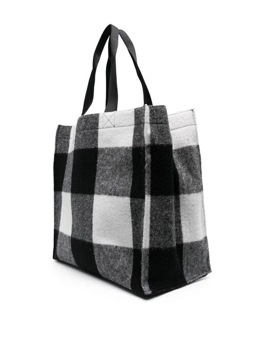 Woolrich logo-print check tote bag