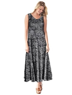 Women's Plus Size Sleeveless Crinkle A-Line Dress