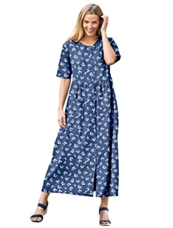 Women's Plus Size Short-Sleeve Denim Dress