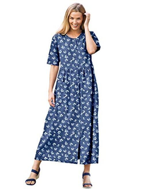 Woman Within Women's Plus Size Short-Sleeve Denim Dress