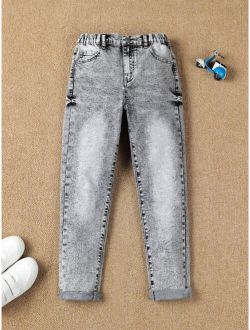 Boys Bleach Wash Slant Pocket Jeans
