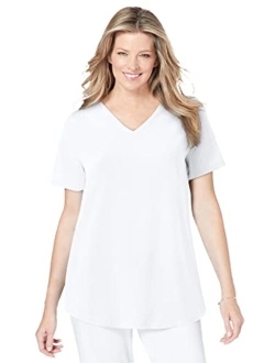 Women's Plus Size Short-Sleeve V-Neck Shirred Tee