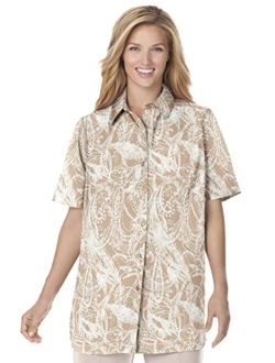 Women's Plus Size Peached Button Down Shirt