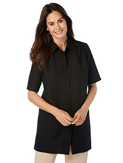 Woman Within Women's Plus Size Peached Button Down Shirt