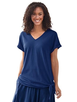 Women's Plus Size Side Tie Knit Tee