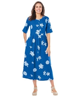 Women's Plus Size Stamped Empire Waist Dress