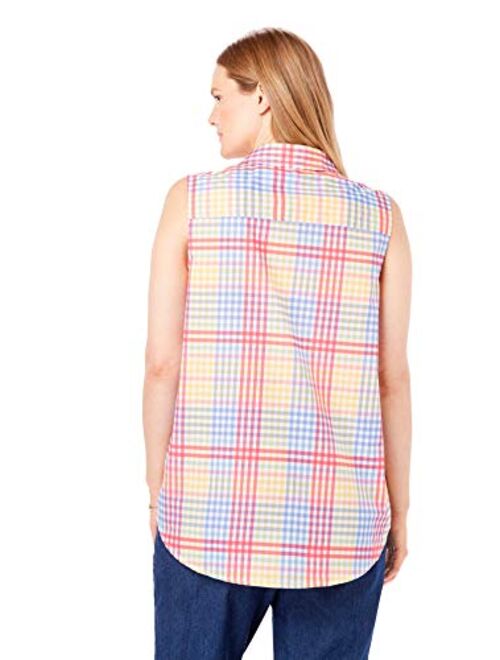 Woman Within Women's Plus Size Perfect Button Down Sleeveless Shirt