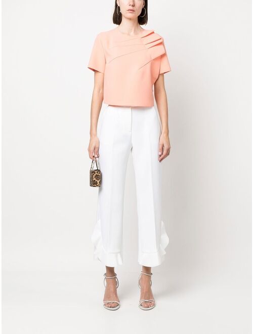 MSGM ruffled-trim cropped T-Shirt