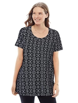 Women's Plus Size Perfect Printed Short-Sleeve Scoop-Neck Tee Shirt