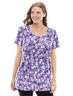 Women's Plus Size Perfect Printed Short-Sleeve Scoop-Neck Tee Shirt