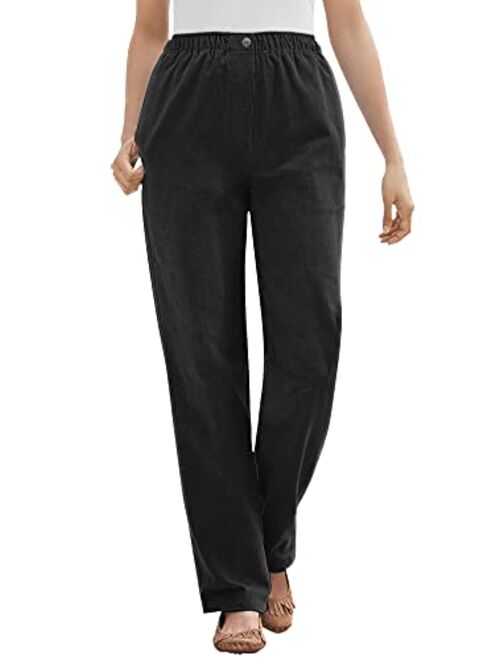 Woman Within Women's Plus Size Tall Mockfly Straight-Leg Corduroy Pant