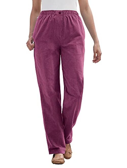 Woman Within Women's Plus Size Tall Mockfly Straight-Leg Corduroy Pant