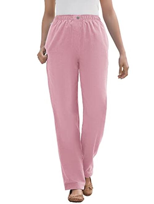 Woman Within Women's Plus Size Tall Mockfly Straight-Leg Corduroy Pant