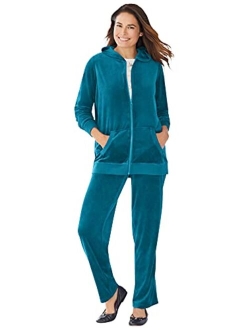 Women's Plus Size Petite 2-Piece Velour Hoodie Set