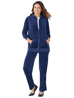 Women's Plus Size Petite 2-Piece Velour Hoodie Set