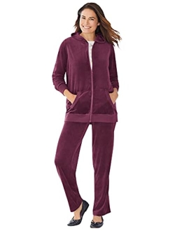 Women's Plus Size Petite 2-Piece Velour Hoodie Set