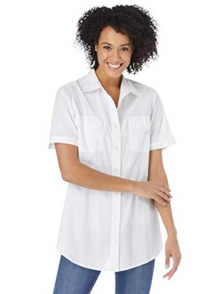 Women's Plus Size Short-Sleeve Cotton Campshirt Shirt