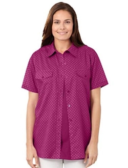 Women's Plus Size Short-Sleeve Cotton Campshirt Shirt