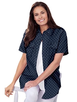 Women's Plus Size Short-Sleeve Cotton Campshirt Shirt