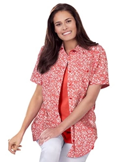 Women's Plus Size Short-Sleeve Cotton Campshirt Shirt