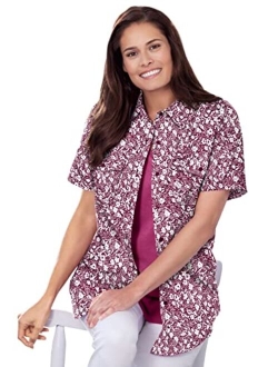 Women's Plus Size Short-Sleeve Cotton Campshirt Shirt