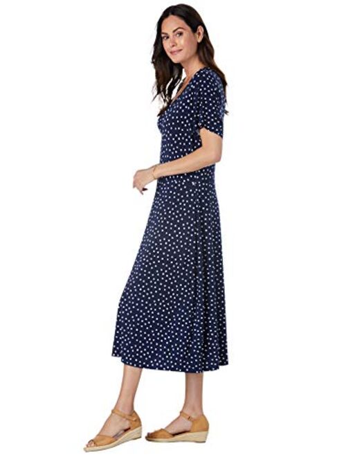 Woman Within Women's Plus Size Short Sleeve Fit & Flare Dress Dress