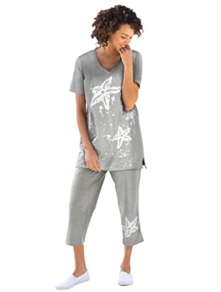 Women's Plus Size Starfish Tunic And Capri Set