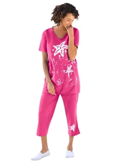 Women's Plus Size Starfish Tunic And Capri Set