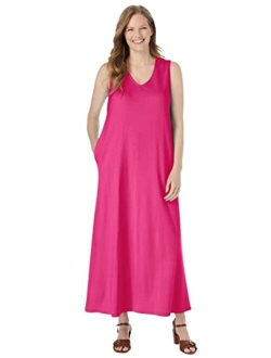 Women's Plus Size Sleeveless V-Neck Dress