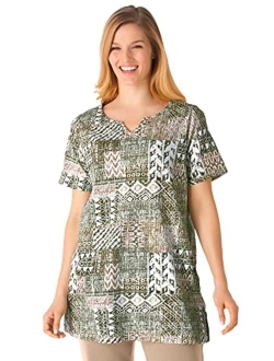 Women's Plus Size Print Patchwork Knit Tunic