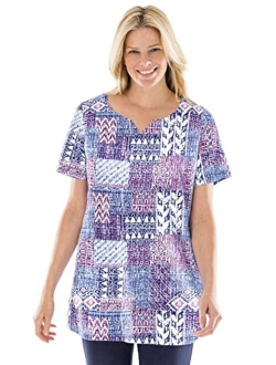 Women's Plus Size Print Patchwork Knit Tunic